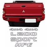 Kit Adesivos L200 Sport Hpe 4x4 Mitsubishi Resinado Escovado