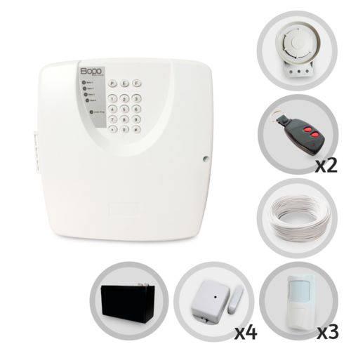 Kit Alarme Residencial Bopo 7 Sensores Sem Fio com Discadora e Bateria