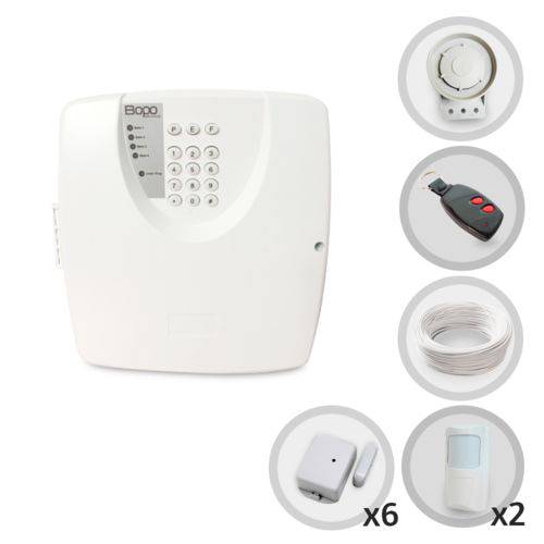Kit Alarme Residencial Bopo 8 Sensores com Fio e Discadora