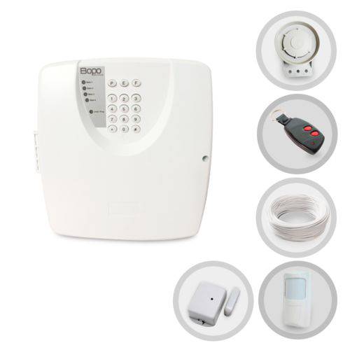 Kit Alarme Residencial Bopo com 2 Sensores Sem Fio e Discadora