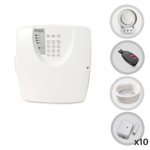 Kit Alarme Residencial Bopo Sem Fio 10 Sensores Magnéticos e Discadora Telefônica