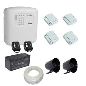 Kit Alarme Residencial / Comercial 4 Sensores de Abertura Sem Fio com Discadora Telefônica- ECP