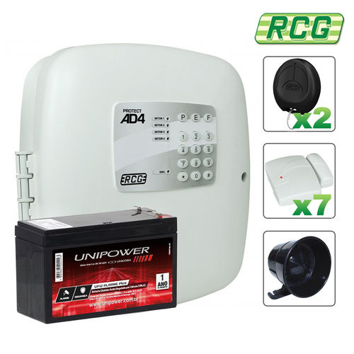 Kit Alarme Residencial Comercial Rcg AD4 Sem Fio com 07 Sensores
