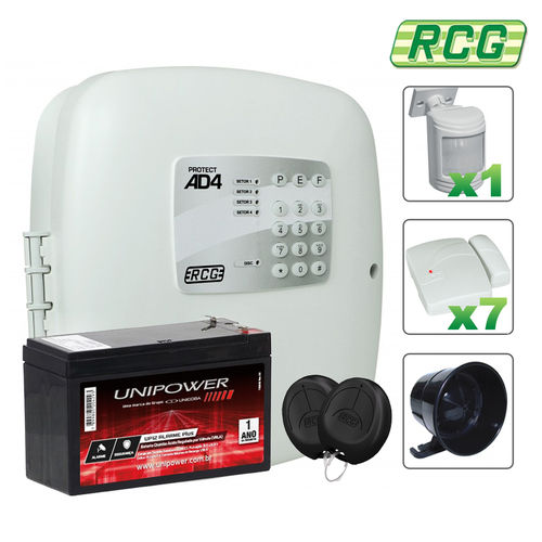 Kit Alarme Residencial Comercial Rcg AD4 Sem Fio com 08 Sensores