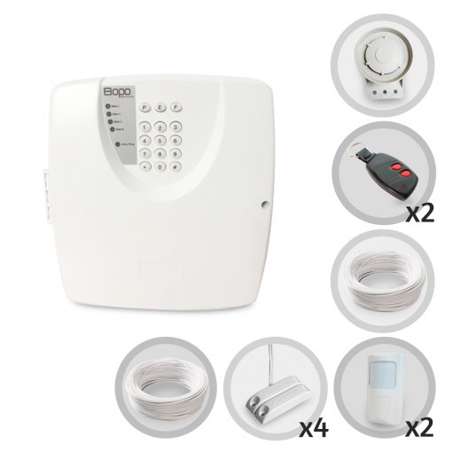 Kit Alarme Residencial ou Comercial 6 Sensores com Fio BOPO