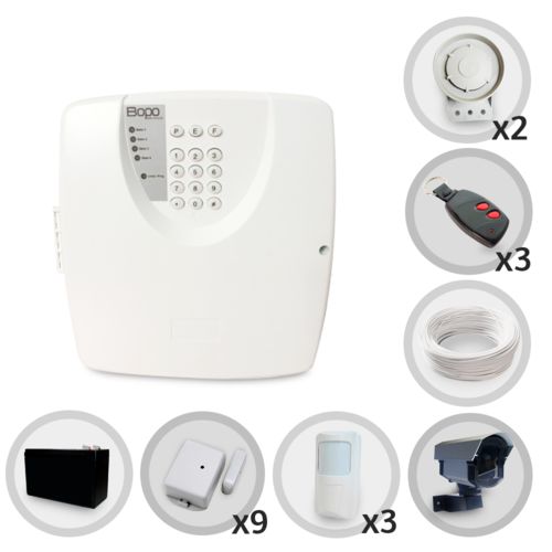Kit Alarme Residencial ou Comercial Sem Fio Bopo com 12 Sensores e Discadora
