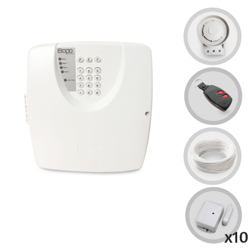 Kit Alarme Residencial Sem Fio 10 Sensores Magnéticos e Discadora Telefônica Bopo