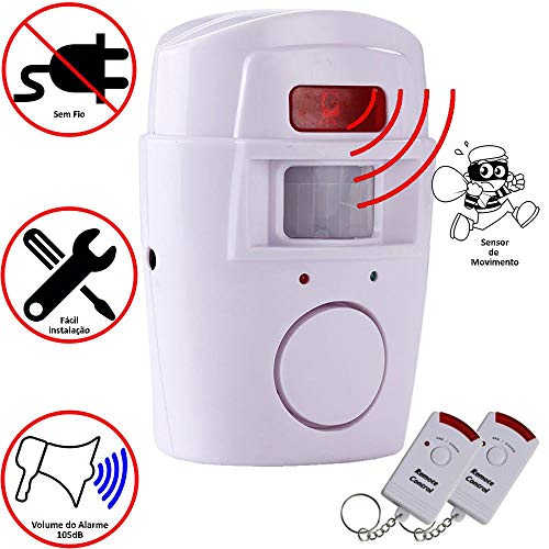 Kit Alarme Residencial Sem Fio 2 Controles + Sensor de Presenca e Sirene 105db