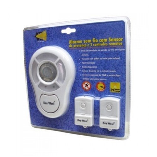 Kit Alarme Residencial Sem Fio 2 Controles + Sensor de Presenca e Sirene 95Db Dni