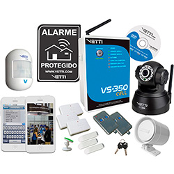 Kit Alarme Sem Fio Vetti VS-350 Cell 2 com Câmera IP Vetti-Robot