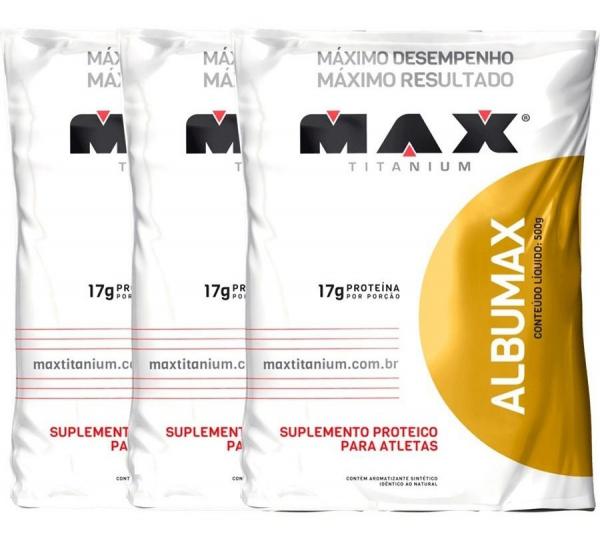 Kit 3 Albumina - Albumax 100% 500g Max Titanium (1,5kg)