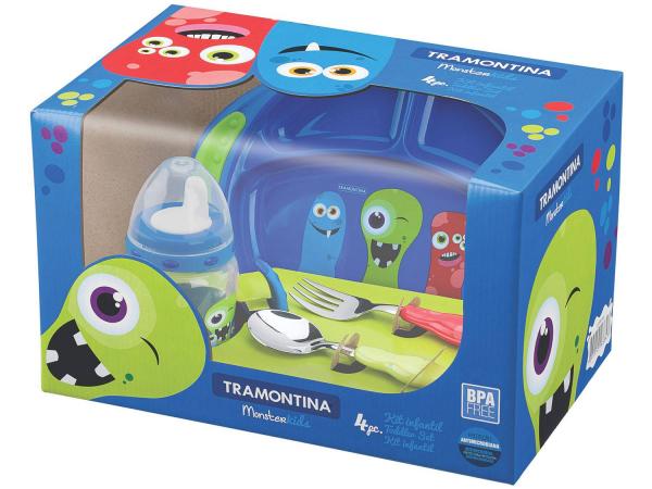 Kit Alimentação Infantil 4 Peças - Tramontina Monster Kids 23799/198
