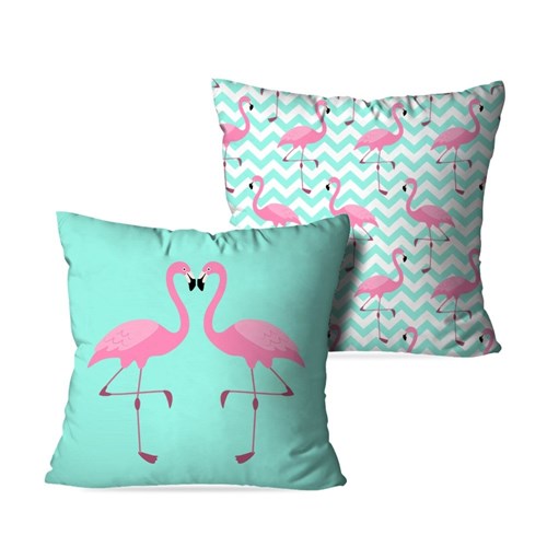 Kit 2 Almofadas Love Decor Decorativas Flamingos Love Multicolorido