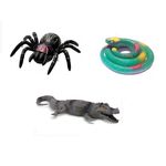 Kit 3 Animais Insetos Borracha Plastico Aranha Jacaré Cobra