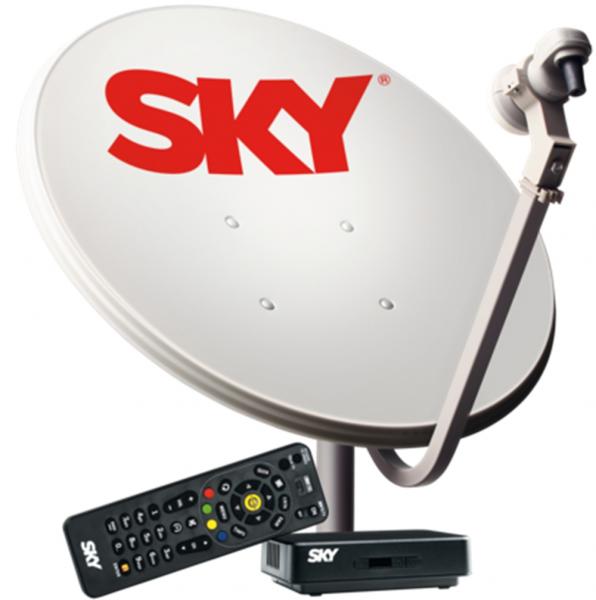 Kit Antena Parabólica e Receptor Sky Pré Pago Flex Hd