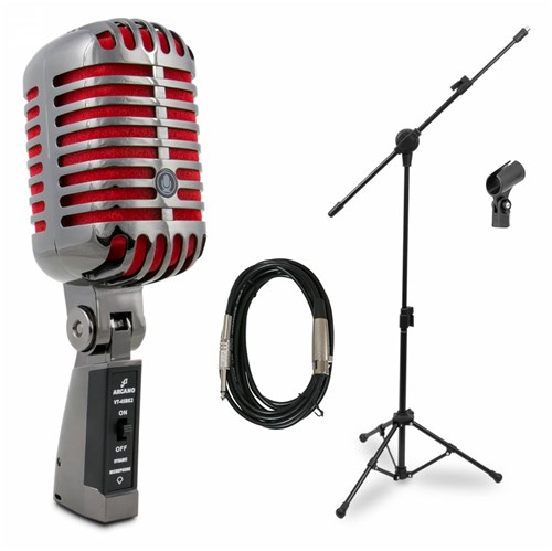 Kit Arcano Microfone VT-45 BK2 + Pedestal + Cabo XLR-P10