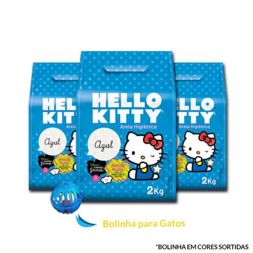 Tudo sobre 'Kit 3 Areias Hello Kitty Clássica Fina 2kg Azul + Bolinha'