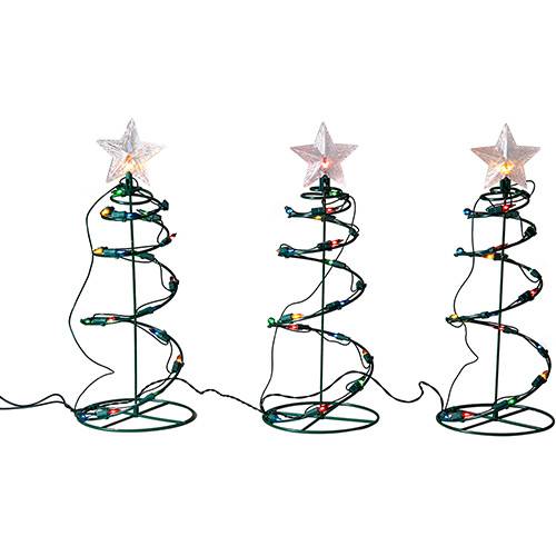 Kit Árvore de Natal em Espiral Iluminada , 3 Unidades, 60 Lâmpadas Coloridas - 110V - Christmas Traditions