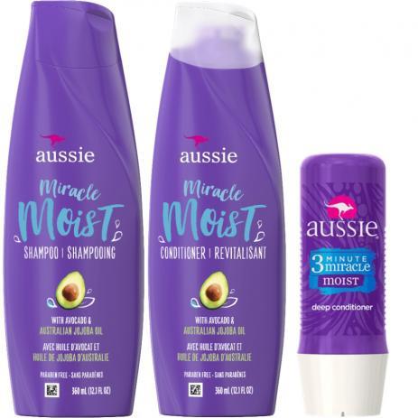 Kit Aussie Moist Shampoo + Condicionador 360ml + 3 Minute Miracle 236ml