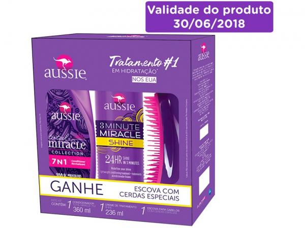 Kit Aussie Total Miracle 7N1 + 3 Minute Miracle - Shine + Escova