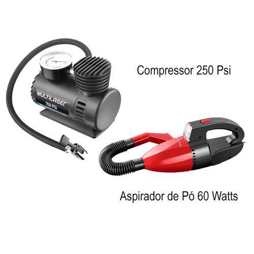 Kit Automotivo Aspirador + Compressor - Multilaser