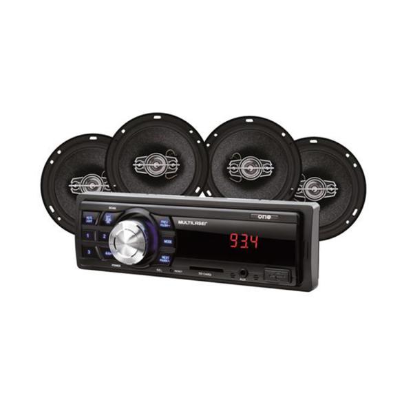 Kit Automotivo Rádio MP3 e 4 Alto Falantes 6 Polegadas 12VDC AU953 - Multilaser