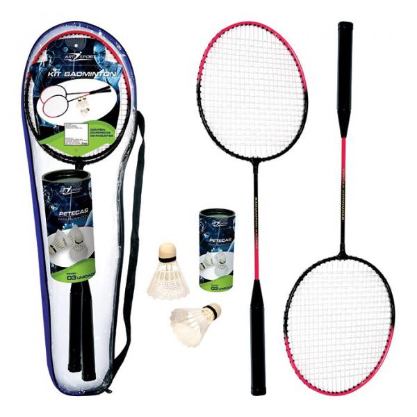 Kit Badminton com 2 Raquetes e 3 Petecas - Art Sport