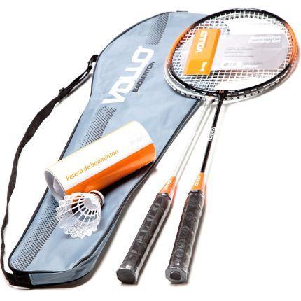 Kit Badminton 2 Raquetes e 3 Petecas de Nylon Xd016 Vollo