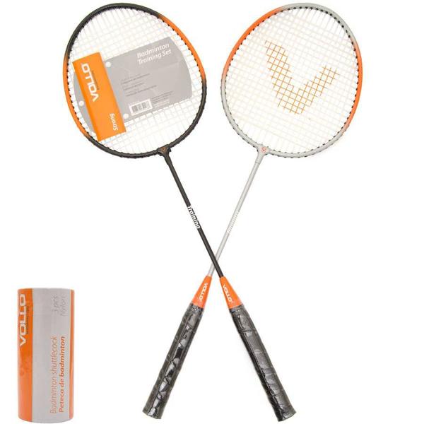 Kit Badminton 2 Raquetes 2 Petecas Vollo