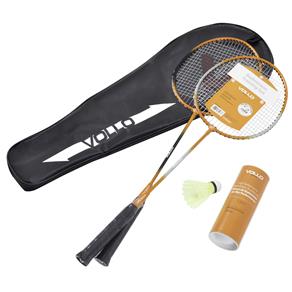 Kit Badminton Vollo Sports com 2 Raquetes e 3 Petecas de Nylon