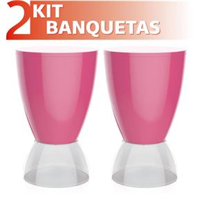 Kit 2 Banquetas Argo Assento Color Base Cristal
