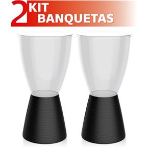 Kit 2 Banquetas Carbo Assento Cristal Base Color - Melancia