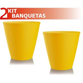 Kit 2 Banquetas Fluo Color - Amarelo Ouro