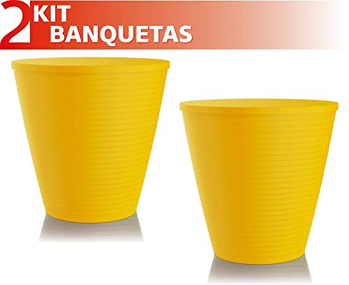 Kit 2 Banquetas Fluo Color Amarelo