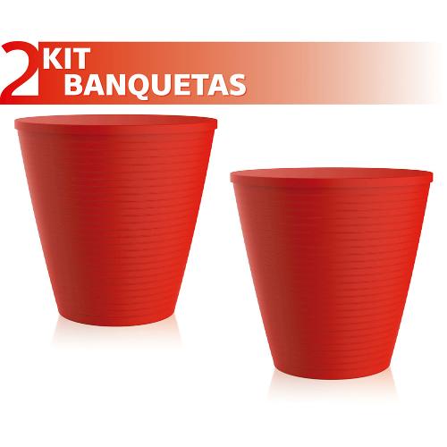 Kit 2 Banquetas Fluo Color Vermelho