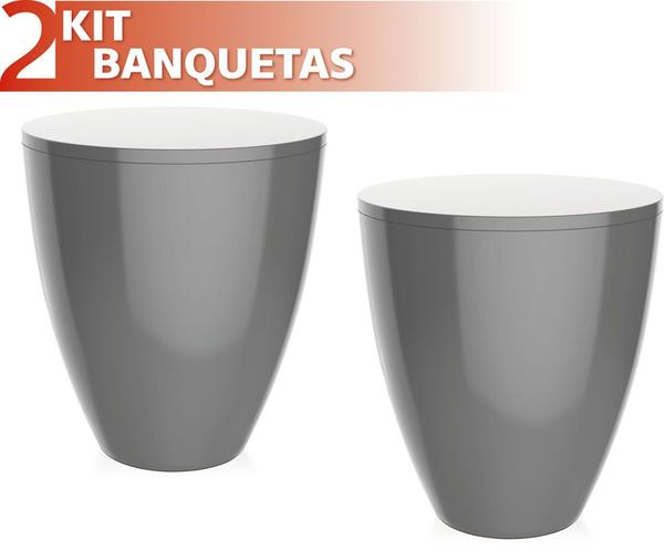 Kit 2 Banquetas Moly Color Cinza - IM In