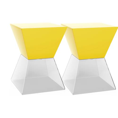 Kit 2 Banquetas Nitro Assento Color Base Cristal Amarelo