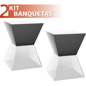Kit 2 Banquetas Nitro Assento Color Base Cristal