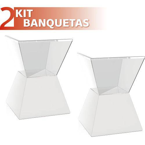Kit 2 Banquetas Nitro Assento Cristal Base Color Branco