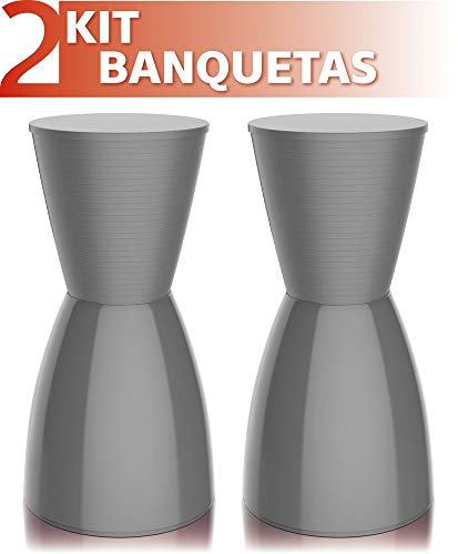 Kit 2 Banquetas Nobe Color Cinza