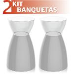 Kit 2 Banquetas Rad Assento Color Base Cristal Cinza