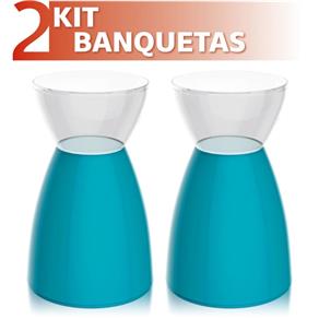 Kit 2 Banquetas Rad Assento Color Base Cristal