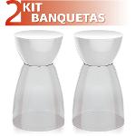 Kit 2 Banquetas Rad Assento Cristal Base Color Branco