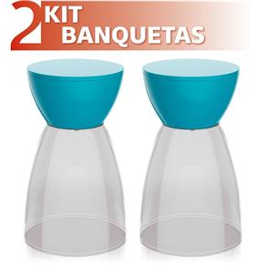 Kit 2 Banquetas Rad Assento Cristal Base Color