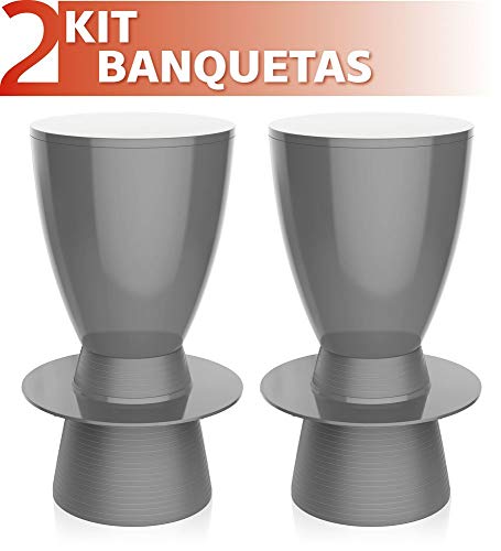 Kit 2 Banquetas Tin Color Cinza