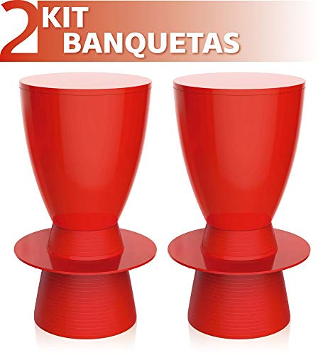Kit 2 Banquetas Tin Color Vermelho