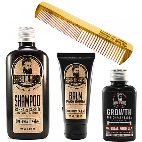 Kit para Barba Shampoo Balm Tonico Nasce Barba - Barba de Macho
