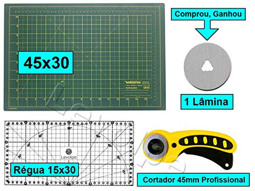 Kit Base de Corte 45x30 + Régua 15x30 + Cortador 45mm