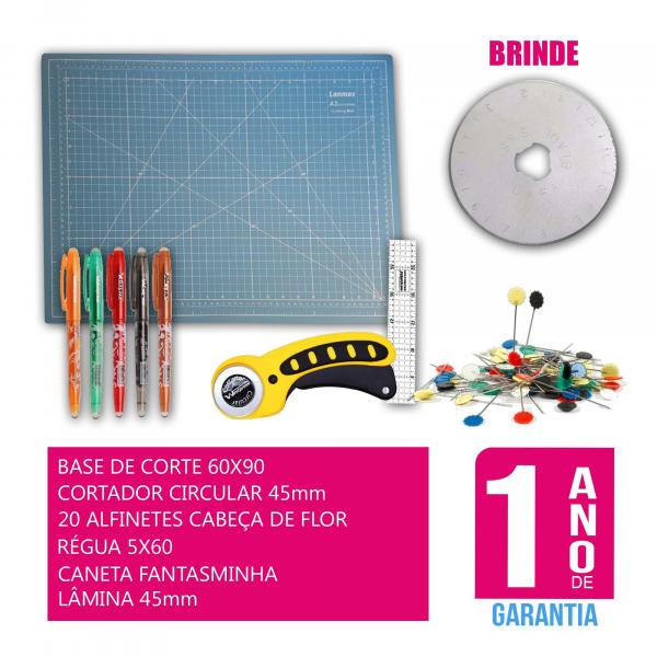 Kit Base de Corte 60 +régua 60 +cortador Patchwork Scrapbook - Play Magazine