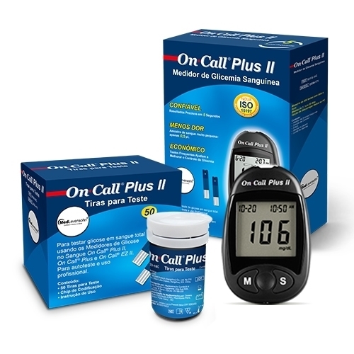 Kit Básico - Medidor de Glicose + Tiras On Call Plus II (50 Medições)
